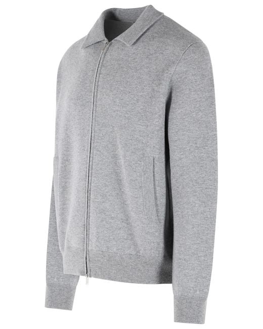 Lardini Gray Fine Knitted Wool Bomber Jacket for men
