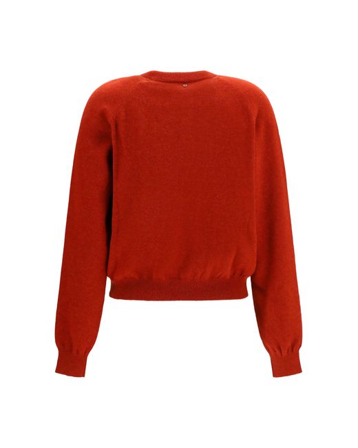Ferragamo Red Crewneck Sweater With Cut-Out Detail