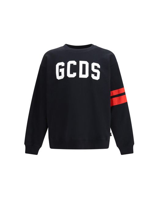 Gcds Black Crewneck Sweatshirt With Band Logo for men