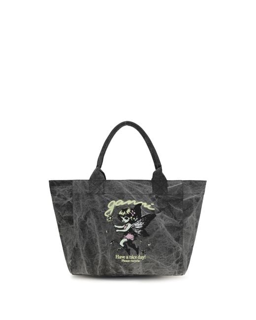 Ganni Black Fairy Medium Tote Bag