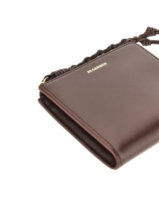 Jil Sander Brown Tangle Leather Zippered Cardholder