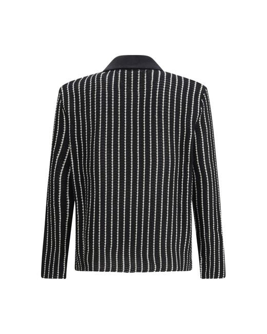 Jil Sander Black Embroidered Crochet Cardigan for men