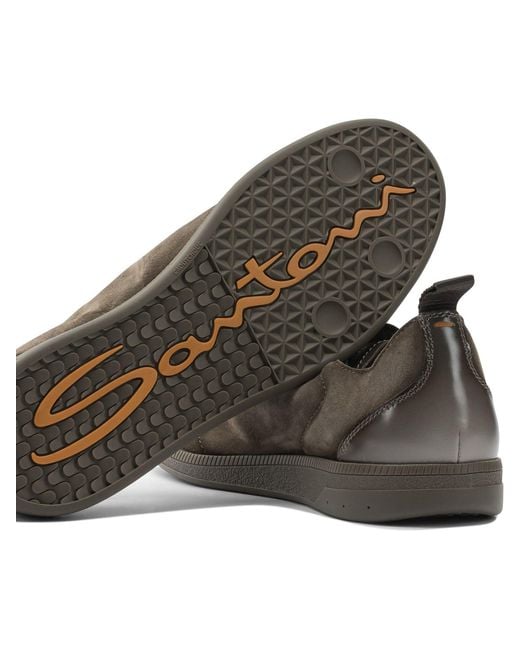 Santoni Brown Sneaker With Elastic Laces for men