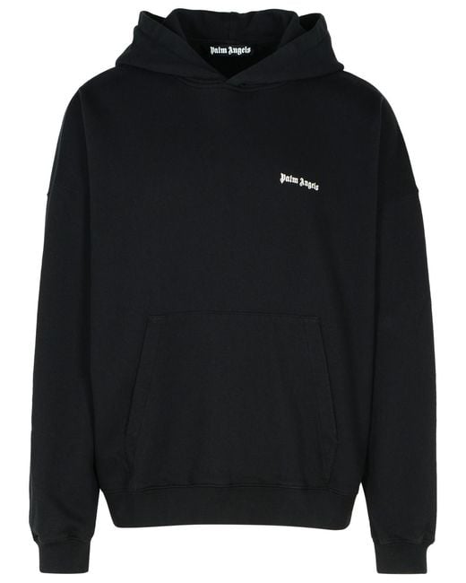 Palm Angels Black Hooded Cotton Sweatshirt for men