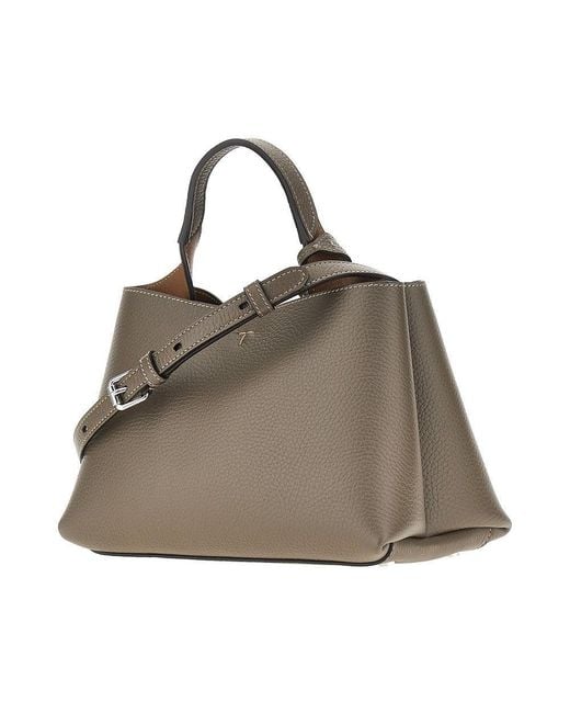 Tod's Brown Grained Leather Micro Shopping Bag