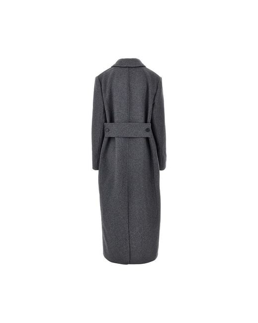 Victoria Beckham Gray Mélange Wool And Cashmere Long Coat
