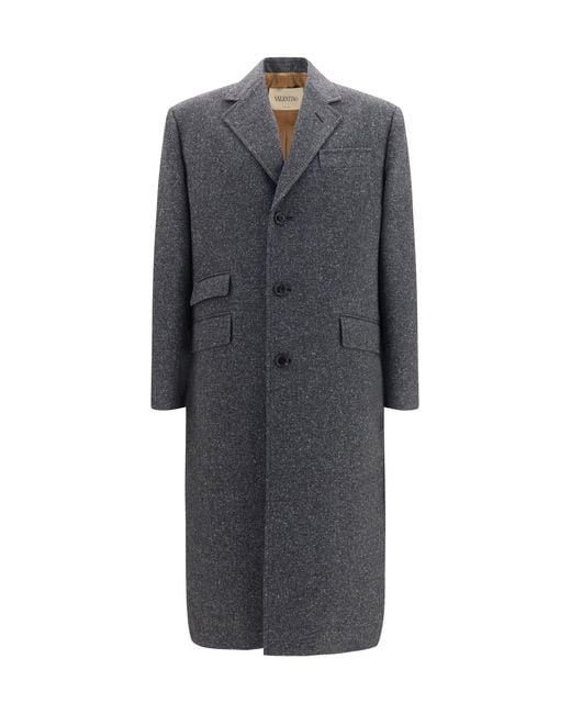 Valentino Gray Long Single-Breasted Coat for men