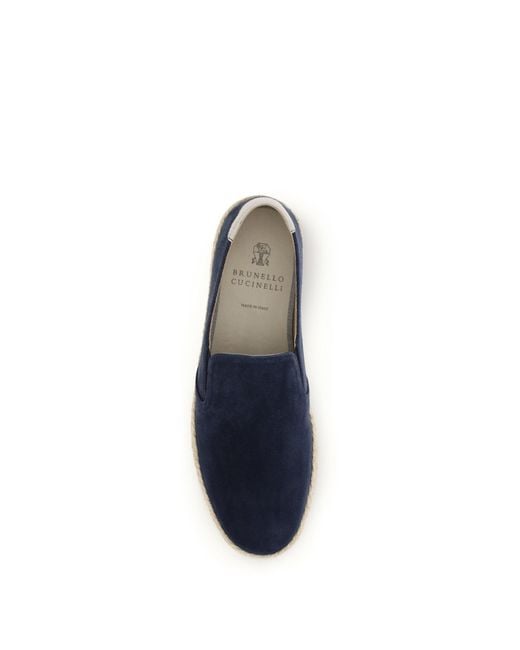 Brunello Cucinelli Blue Suede Sneakers for men