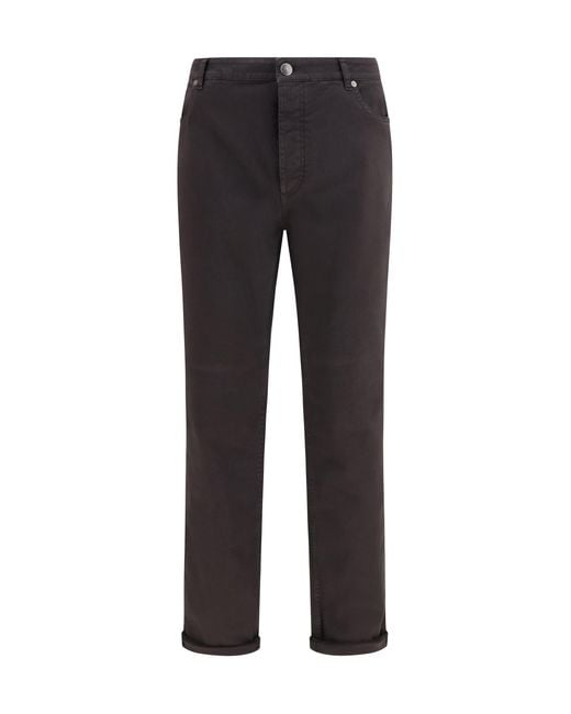 Brunello Cucinelli Black Jeans With Turn-Up Hem for men