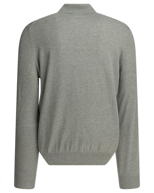 Brunello Cucinelli Gray Polo Shirt With Buttons for men