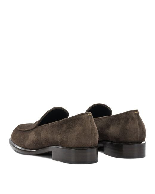 Khaite Gray Leather Loafers