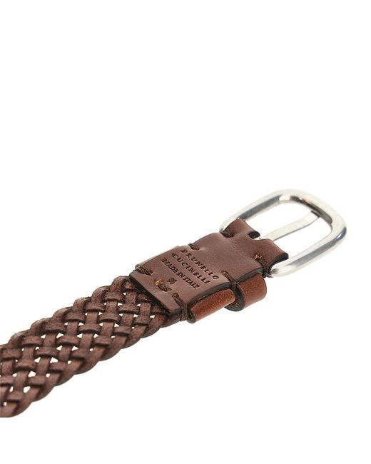 Brunello Cucinelli Brown Braided Leather Belt for men