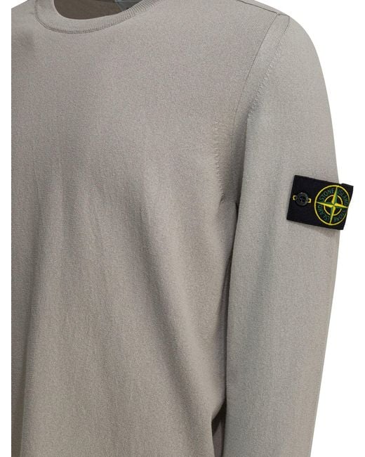 Stone Island Gray Crew-Neck Sweater for men