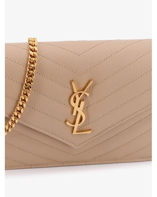 Saint Laurent Natural Leather Crossbody Bag With Metal Cassandra Logo