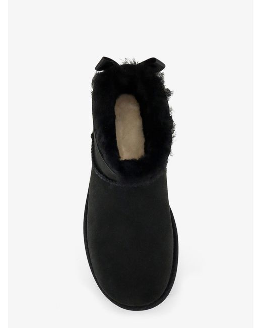 Ugg Black Ultra Mini Bailey Bow Suede Ankle Boot