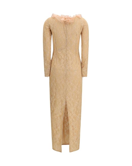 Alessandra Rich Natural Stretch Lace Evening Dress