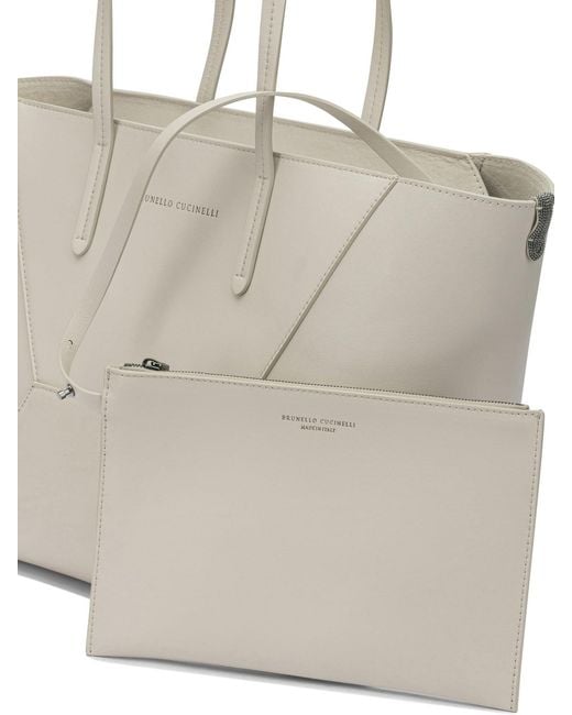 Brunello Cucinelli White Bc Duo Large Shoulder Bag