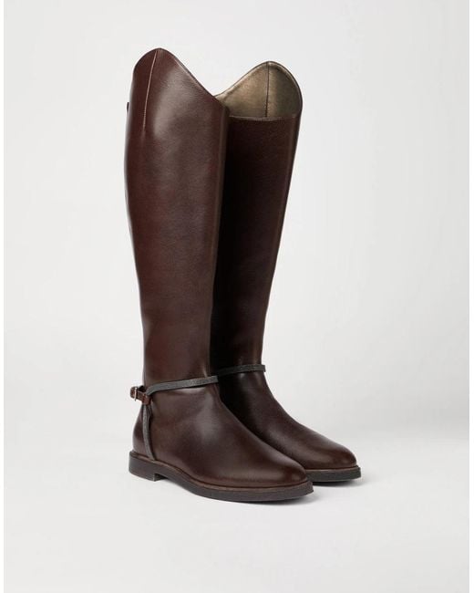 Brunello Cucinelli Brown Leather High Boots