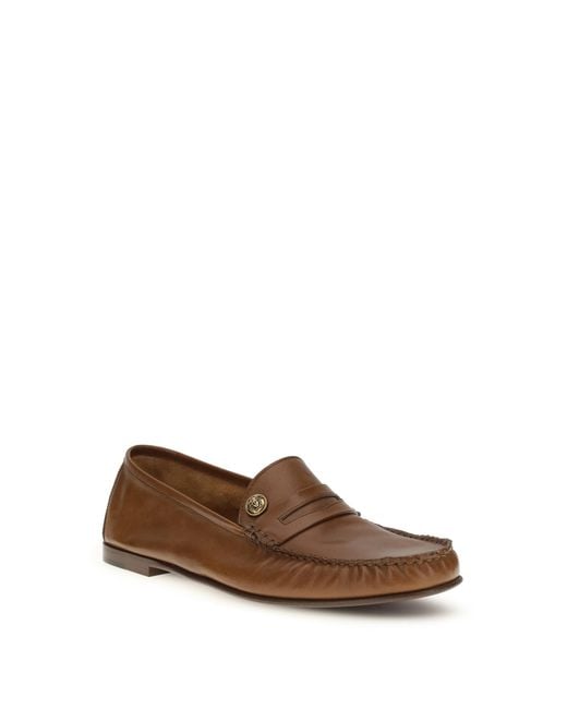 Versace White Leather Loafers for men