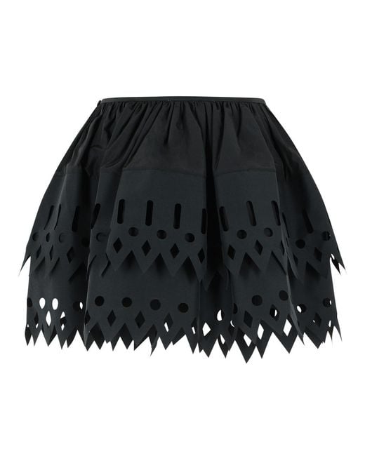 Blumarine Black 'Tech' Cotton Blend Skirt