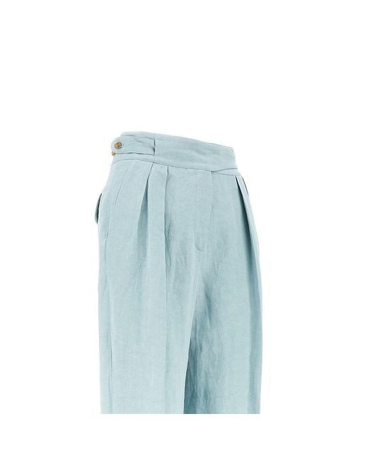 BLAZE Blue 'Tomo' Silk And Linen Pants