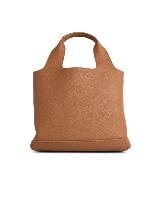 Hogan Brown Leather Shopping Bag