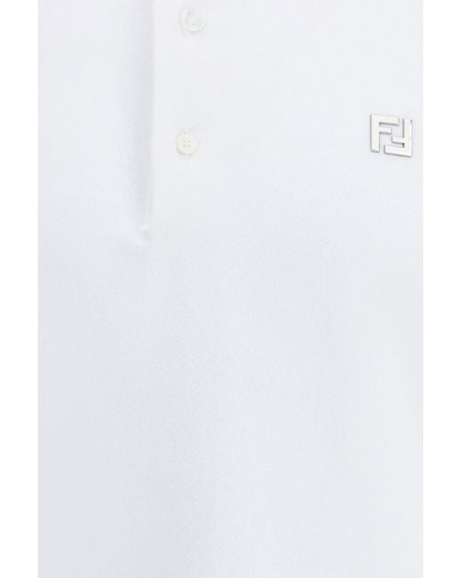 Fendi White Cotton Polo for men