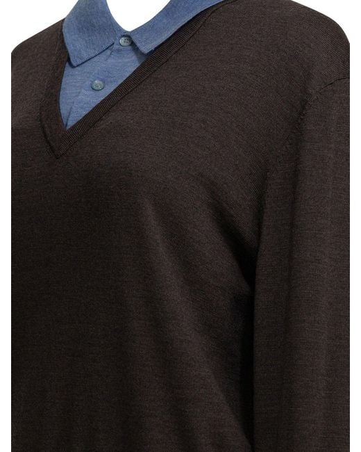 Acne Black Layered Wool Sweater