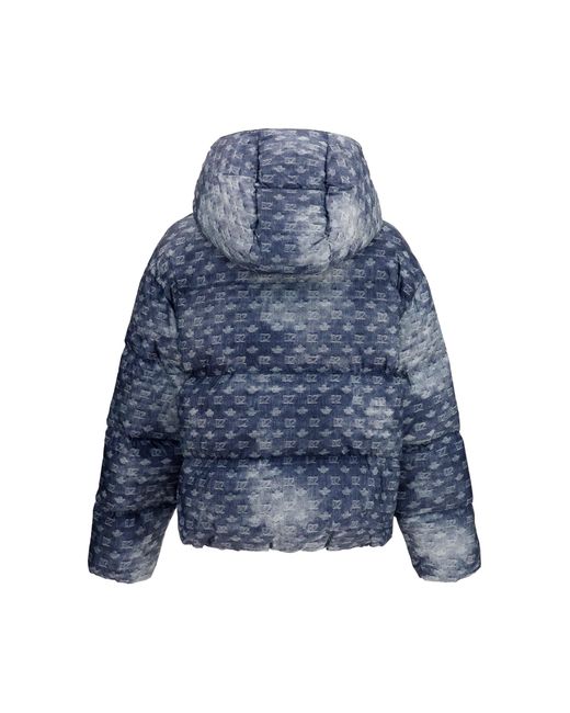 DSquared² Blue Monogram Puffer Jacket for men
