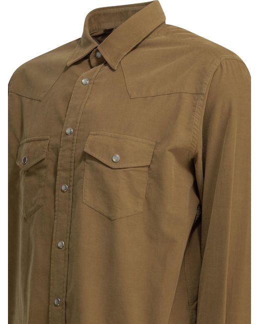 Tom Ford Green Corduroy Western Shirt for men