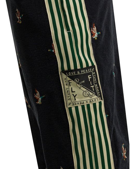 Kapital Black Embroidered Sports Pants for men