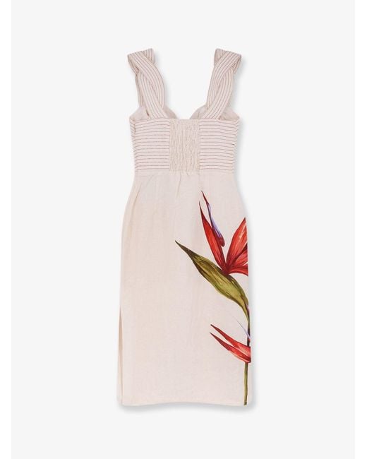 Farm Rio White Linen Dress Strelizia