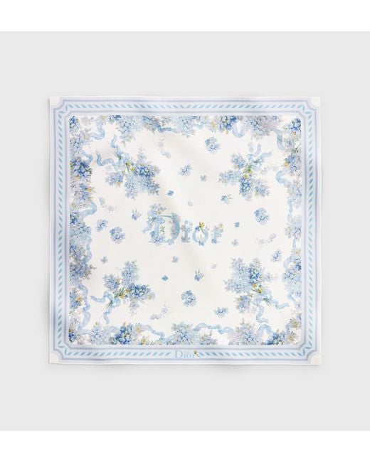 Dior Blue Lilac Bouquet 90 Scarf Light