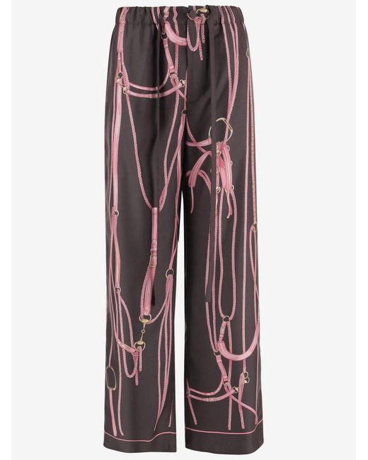 Gucci Multicolor Printed Silk Drawstring Trousers