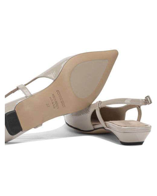 Pomme D'or Multicolor Slingback In Pelle Heeled Shoes Beige