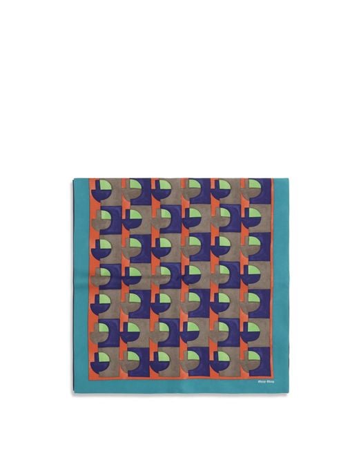 Miu Miu Blue Geometric Print Scarf