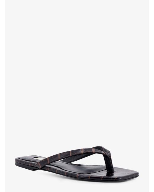 Totême Black Croco-Embossed Leather Sandals