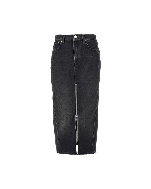 Haikure Black Denim Midi Skirt