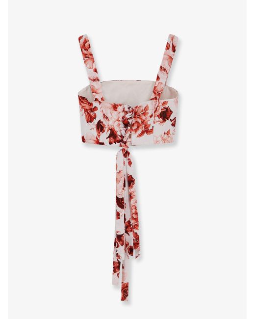 ACTUALEE Red Cropped Top Cotton-Linen