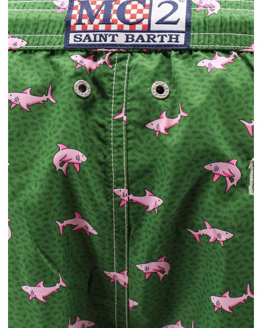 Mc2 Saint Barth Green Swim Trunks Recycled Polyester for men