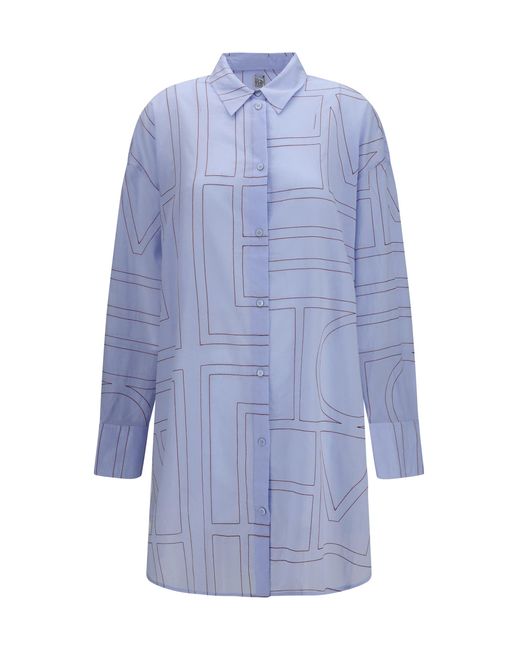 Women's Blue Shirt Dress Monogram