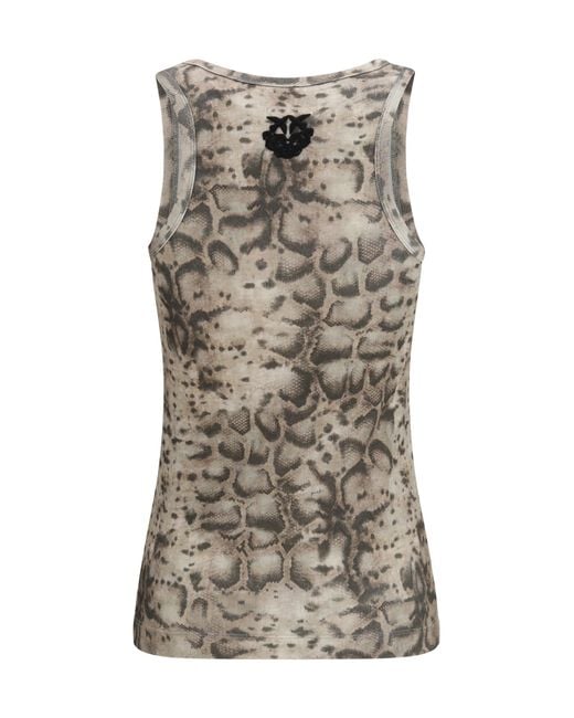 Pinko Brown Tank Top Snakeskin Print