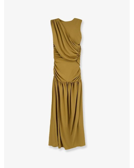 ACTUALEE Metallic Draped Long Dress