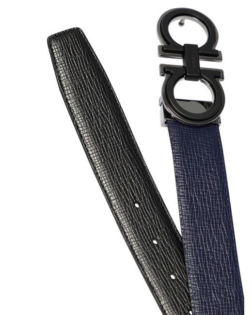 Ferragamo Black Reversible And Adjustable Gancini Belt for men