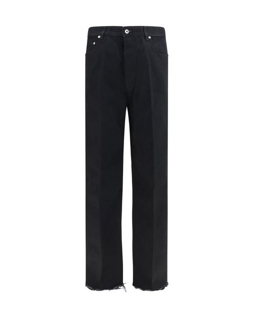 Rick Owens Blue Frayed Hem Cotton Jeans for men