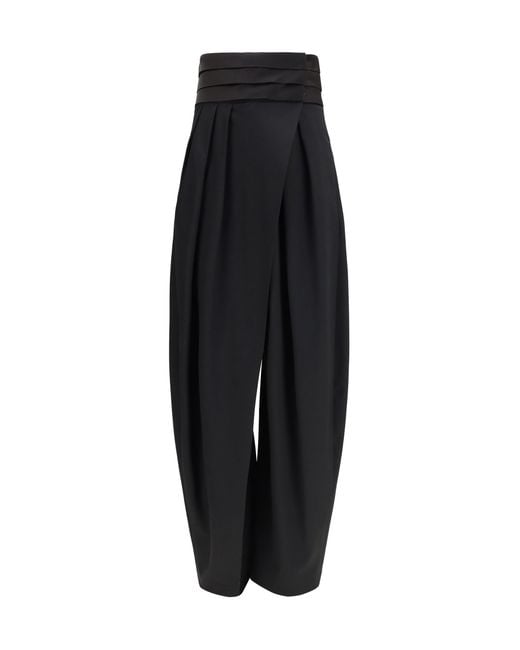 Women's Black Alaïa Rounded Tuxedo Wool Trousers