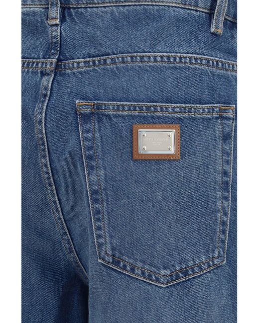Dolce & Gabbana Blue Dolce & Gabbana Straight-Leg Five-Pocket Jeans