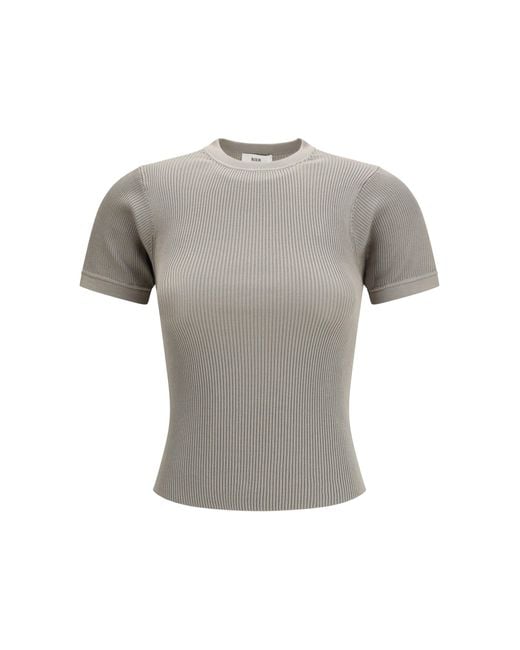 Rier Gray Short-Sleeve Ribbed T-Shirt