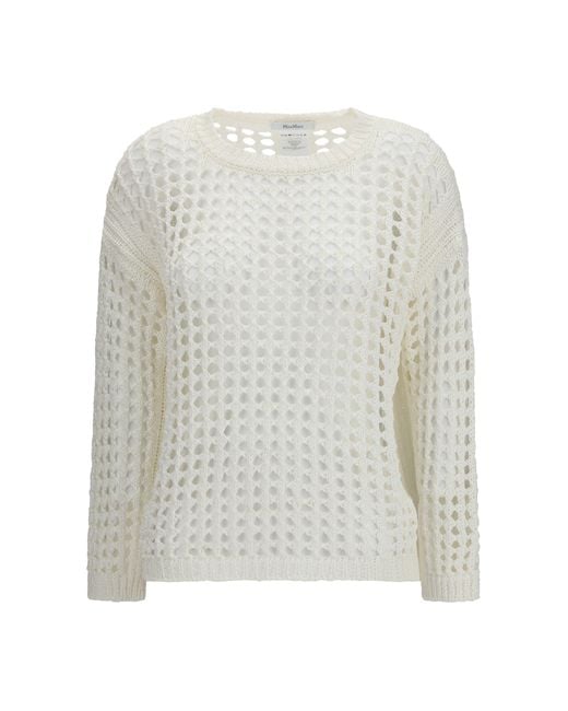 Max Mara Pure White Open-Knit Sweater