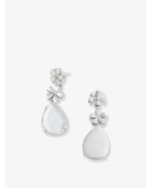 Self-Portrait White Crystal Flower Tiered Earrings
